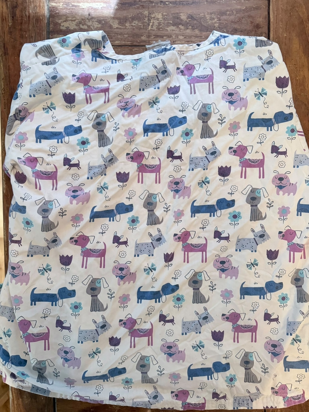 Scrubs White with Blue & Purple Puppy Print